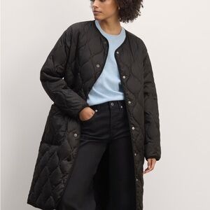 Everlane The Long Quilted Liner, Black, Size Small